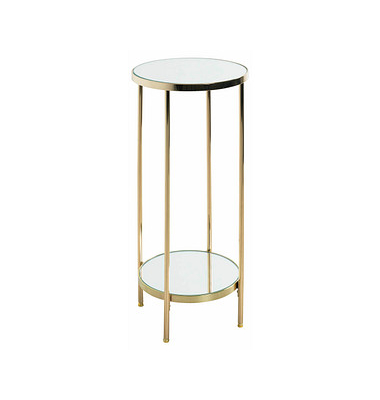 Beistelltisch 52185, 66cm (H), 28x28cm (BxT), rund, Spiegel / gold