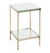 Beistelltisch 52187, 46cm (H), 28x28cm (BxT), rechteckig, Spiegel / gold
