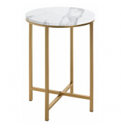 Beistelltisch 52235, 53cm (H), 39x39cm (BxT), rund, marmor / gold