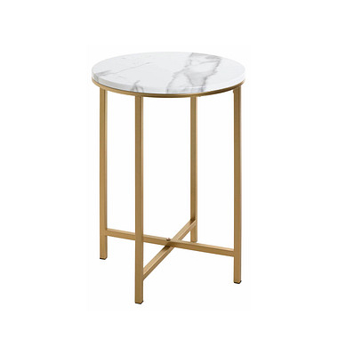 Beistelltisch 52235, 53cm (H), 39x39cm (BxT), rund, marmor / gold