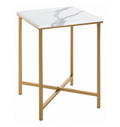 Beistelltisch 52236, 55cm (H), 39x39cm (BxT), rechteckig, marmor / gold