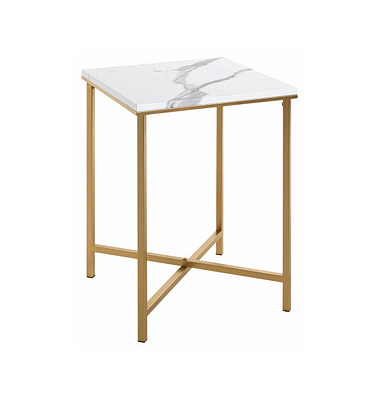 Beistelltisch 52236, 55cm (H), 39x39cm (BxT), rechteckig, marmor / gold