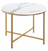 Beistelltisch 52237, 45cm (H), 60x60cm (BxT), rund, marmor / gold