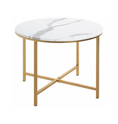 Beistelltisch 52237, 45cm (H), 60x60cm (BxT), rund, marmor / gold
