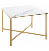 Beistelltisch 52238, 47cm (H), 60x60cm (BxT), rechteckig, marmor / gold