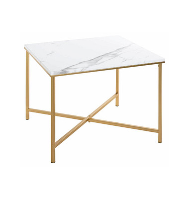 Beistelltisch 52238, 47cm (H), 60x60cm (BxT), rechteckig, marmor / gold