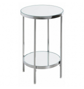 Beistelltisch 52284, 46cm (H), 28x28cm (BxT), rund, Spiegel / silber