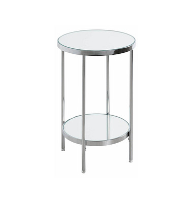 Beistelltisch 52284, 46cm (H), 28x28cm (BxT), rund, Spiegel / silber