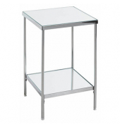 Beistelltisch 52287, 46cm (H), 28x28cm (BxT), rechteckig, Spiegel / silber