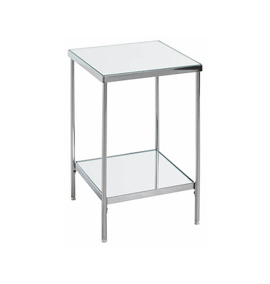 Beistelltisch 52287, 46cm (H), 28x28cm (BxT), rechteckig, Spiegel / silber