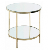 Beistelltisch 54158, 46cm (H), 45x45cm (BxT), rund, Spiegel / gold