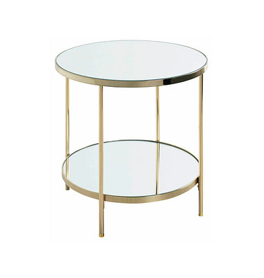 Beistelltisch 54158, 46cm (H), 45x45cm (BxT), rund, Spiegel / gold