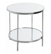 Beistelltisch 54258, 46cm (H), 45x45cm (BxT), rund, Spiegel / silber