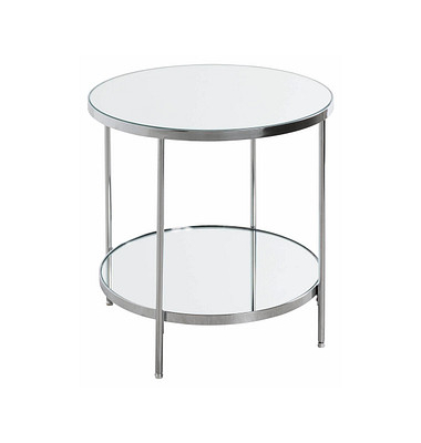 Beistelltisch 54258, 46cm (H), 45x45cm (BxT), rund, Spiegel / silber