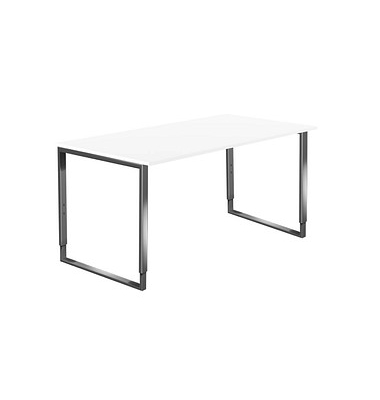 Schreibtisch Aveto, manuell h&ouml;henverstellbar, 68-82cm (H), 160x80cm (BxT), rechteckig, wei&szlig; / silber