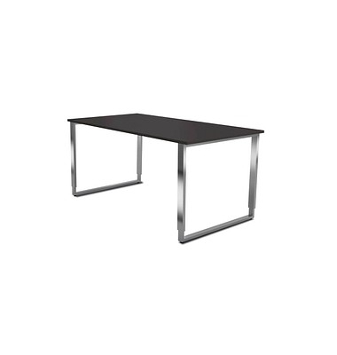 Schreibtisch Yukon  , manuell höhenverstellbar, 68-82cm (H), 160x80cm (BxT), rechteckig, anthrazit / silber