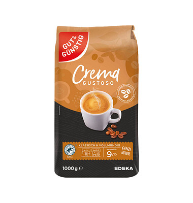 Crema Gustoso Kaffeebohnen Arabicabohnen kräftig 1,0 kg Crema Gustoso Kaffeebohnen Arabicabohnen kräftig 1,0 kg