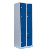 Schließfachschrank lichtgrau, enzianblau 520521, 10 Schließfächer 60,0 x 50,0 x 180,0 cm
