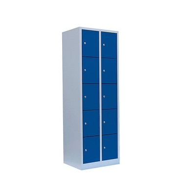Schließfachschrank lichtgrau, enzianblau 520521, 10 Schließfächer 60,0 x 50,0 x 180,0 cm
