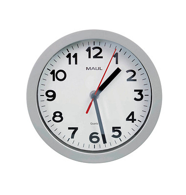 Wanduhr MAULstep weiß silber Kunststoff, Ø 20,0 cm