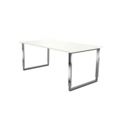 Schreibtisch Aveto, manuell h&ouml;henverstellbar, 68-82cm (H), 180x80cm (BxT), rechteckig, wei&szlig; / silber