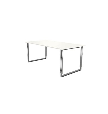 Schreibtisch Yukon  , manuell höhenverstellbar, 68-82cm (H), 180x80cm (BxT), rechteckig, weiß / silber