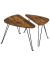 Couchtisch, 42,5 / 47,5cm (H), 52 / 60cmx31,5 / 38cm (BxT), dreieckig abgerundet, braun / schwarz