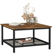 Couchtisch, 45cm (H), 80x80cm (BxT), quadratisch, braun / schwarz