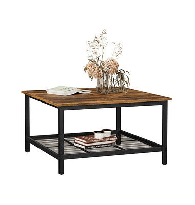 Couchtisch, 45cm (H), 80x80cm (BxT), quadratisch, braun / schwarz