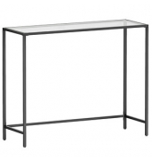 Konsolentisch LGT026B01, 80cm (H), 100x35cm (BxT), rechteckig, glasklar / schwarz