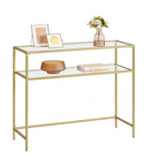 Konsolentisch LGT025A01, 80cm (H), 100x35cm (BxT), rechteckig, glasklar / gold