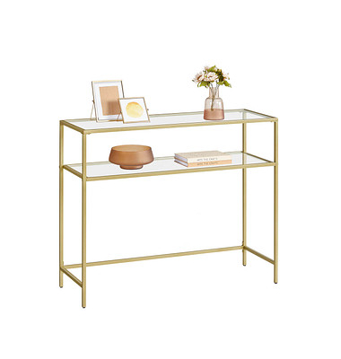 Konsolentisch LGT025A01, 80cm (H), 100x35cm (BxT), rechteckig, glasklar / gold
