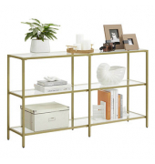 Konsolentisch LGT024A01, 73,3cm (H), 130x30cm (BxT), rechteckig, glasklar / gold