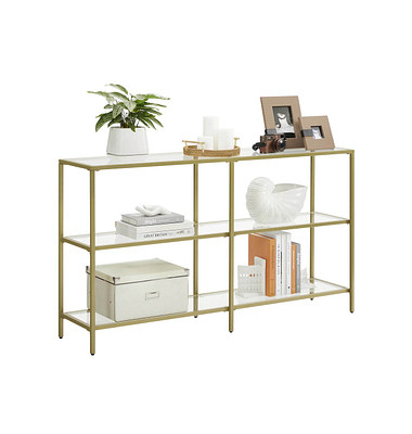 Konsolentisch LGT024A01, 73,3cm (H), 130x30cm (BxT), rechteckig, glasklar / gold