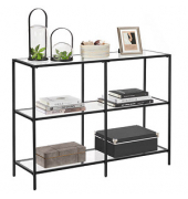 Konsolentisch LGT027B01, 73cm (H), 100x30cm (BxT), rechteckig, glasklar / schwarz