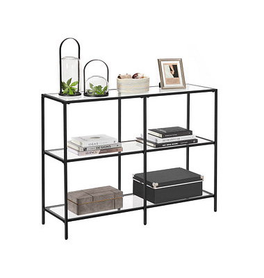 Konsolentisch LGT027B01, 73cm (H), 100x30cm (BxT), rechteckig, glasklar / schwarz