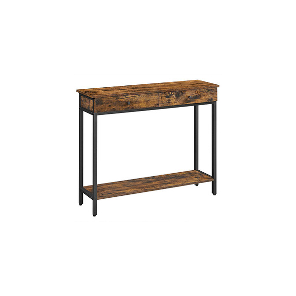 0194343030937 - Konsolentisch Flurtisch Beistelltisch Sofatisch mit 2 Schubladen Stahlgestell stabil Flur Wohnzimmer Industrie-Design vintagebraun-schwarz 0194343030937 - Konsolentisch Flurtisch Beistelltisch Sofatisch mit 2 Schubladen Stahlgestell stabil Flur Wohnzimmer Industrie-Design vintagebraun-schwarz