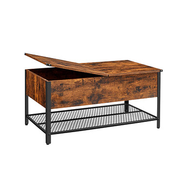 Couchtisch, 47cm (H), 100x55cm (BxT), rechteckig, braun / schwarz