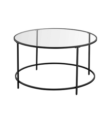 Couchtisch, 45,5cm (H), 84x84cm (BxT), rund, glasklar / schwarz