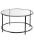 Couchtisch, 45,5cm (H), 84x84cm (BxT), rund, glasklar / schwarz