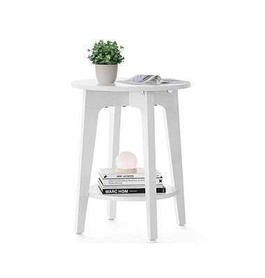 Beistelltisch LET283T14, 50,7cm (H), 40x40cm (BxT), rund, weiß / weiß