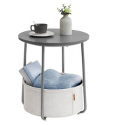 Beistelltisch LET223G49, 50cm (H), 45x45cm (BxT), rund, grau / grau
