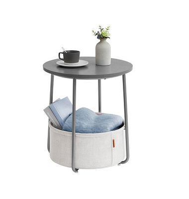 Beistelltisch LET223G49, 50cm (H), 45x45cm (BxT), rund, grau / grau
