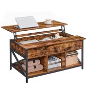 Couchtisch, 48 / 62cm (H), 95x60cm (BxT), rechteckig, braun / schwarz