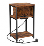 Beistelltisch LET375B01, 58cm (H), 34x30cm (BxT), rechteckig, braun / schwarz