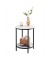 Beistelltisch LET285B13, 55cm (H), 45x45cm (BxT), rund, marmor, weiß / schwarz
