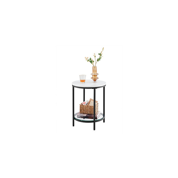 0194343047478 - Vasagle Beistelltisch Nachttisch mit 2 Ebenen Holzspanplatte Hartglas modern weiße Marmoroptik schwarzes Gestell von Songmics Weiße Marmoroptik 0194343047478 - Vasagle Beistelltisch Nachttisch mit 2 Ebenen Holzspanplatte Hartglas modern weiße Marmoroptik schwarzes Gestell von Songmics Weiße Marmoroptik