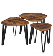Beistelltisch LNT14BXV1, 40 / 43 / 45,5cm (H), 39,6 / 51,2 / 58,7cmx35,9 / 45,9 / 51,9cm (BxT), dreieckig abgerundet, braun / sc