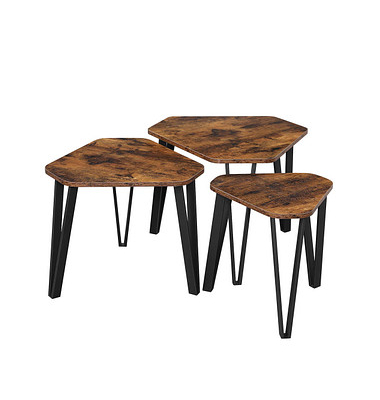 Beistelltisch LNT14BXV1, 40 / 43 / 45,5cm (H), 39,6 / 51,2 / 58,7cmx35,9 / 45,9 / 51,9cm (BxT), dreieckig abgerundet, braun / sc