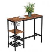 Bistrotisch LBT013B01, 90cm (H), 110x40cm (BxT), rechteckig, braun / schwarz